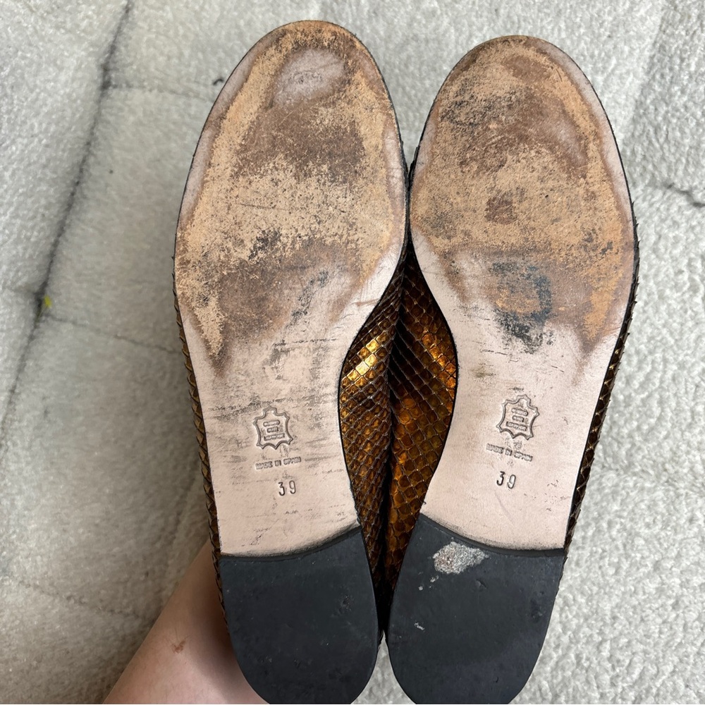 Pretty Ballerinas Ballet Flats – Gold Reptile Leather – Size 39 - Picture 8 of 8